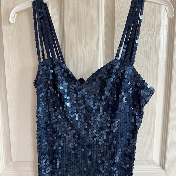 Cache Midnight Blue Sequin Gown - Picture 2 of 7